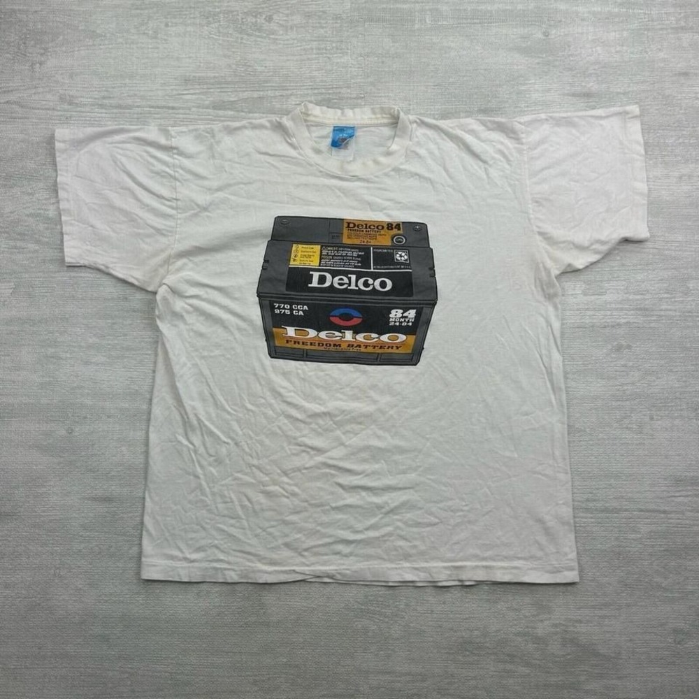 Vintage Delco Shirt Adult XL‎ White Freedom Battery Farming Construction